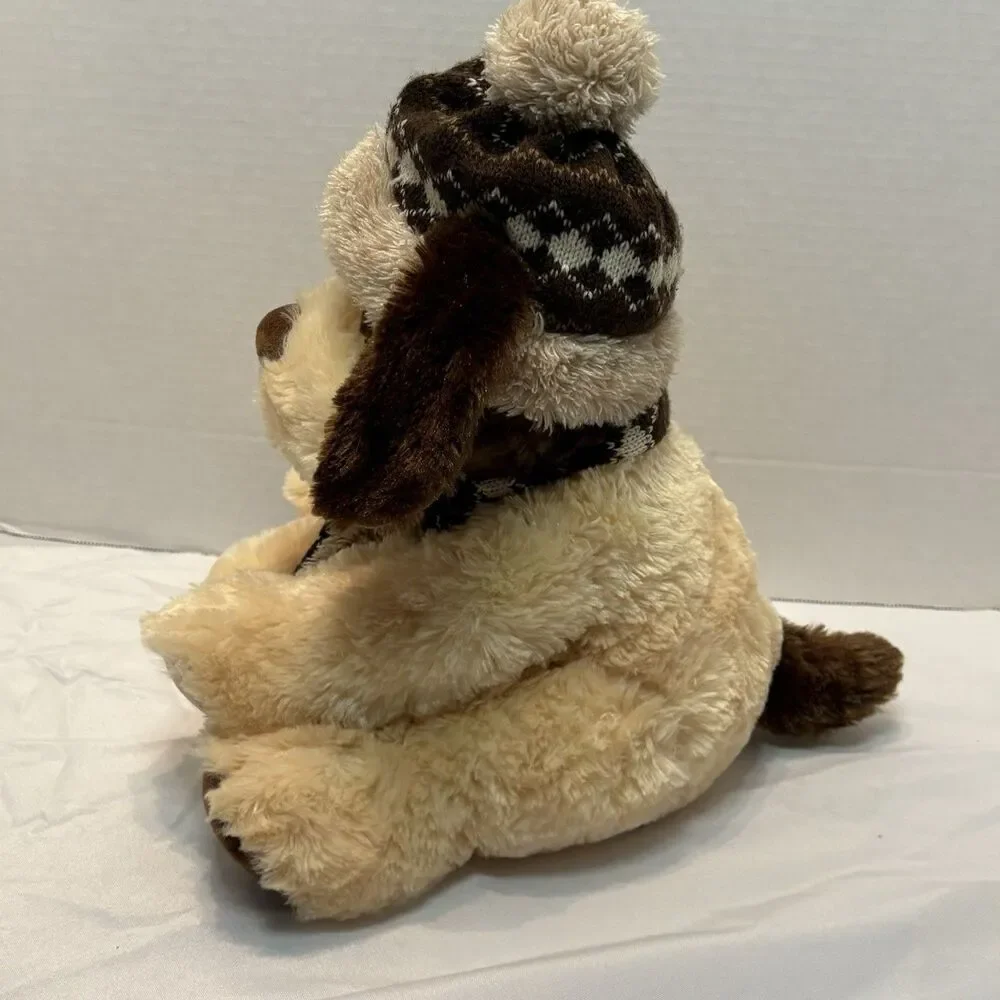 Hugfun International Kowloon Hong Kong Dog Plush Tan Brown Winter Hat Scarf 12" - Picture 6 of 10